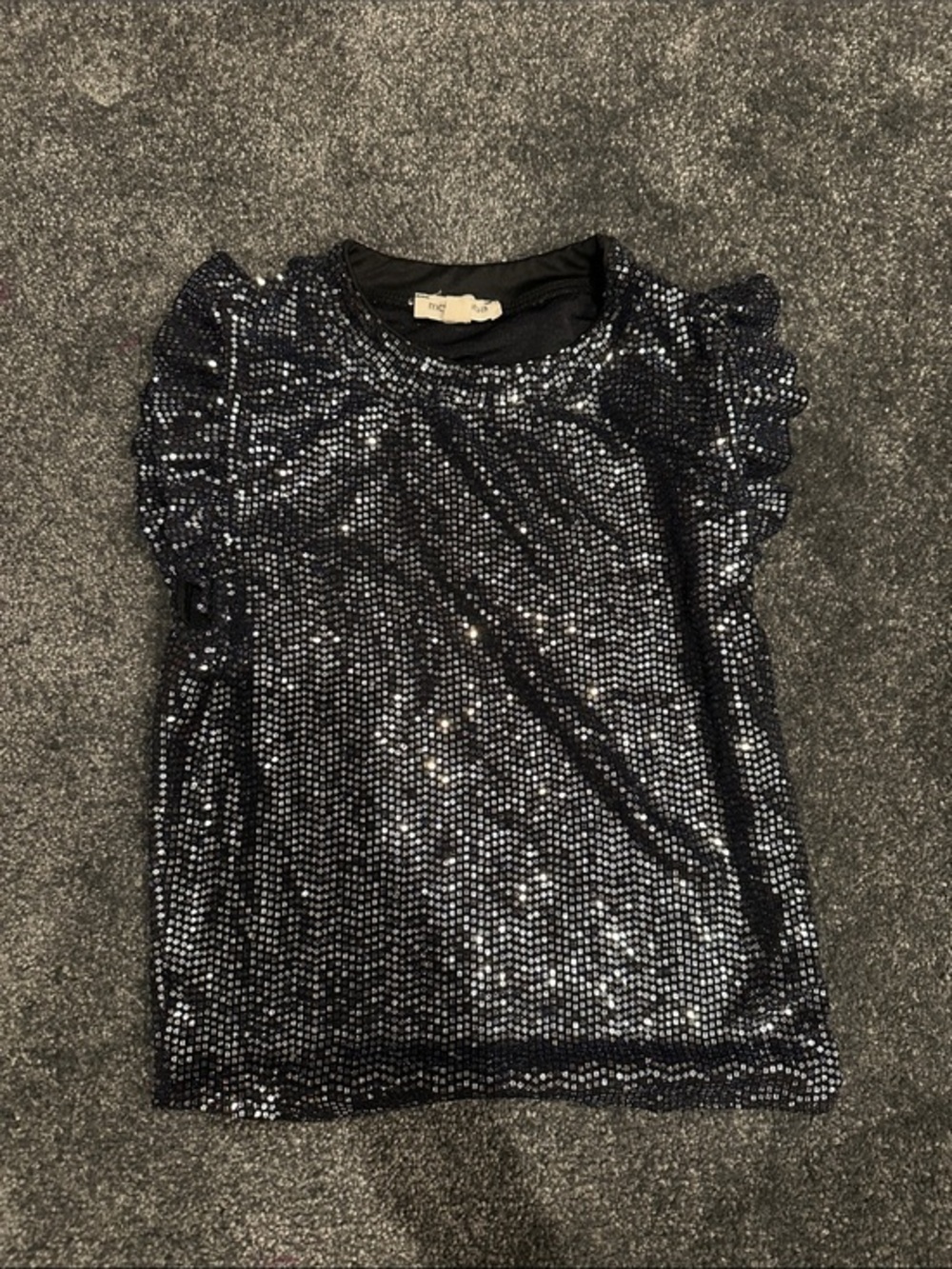 Moa Moa Black Sequin Crew Neck Top